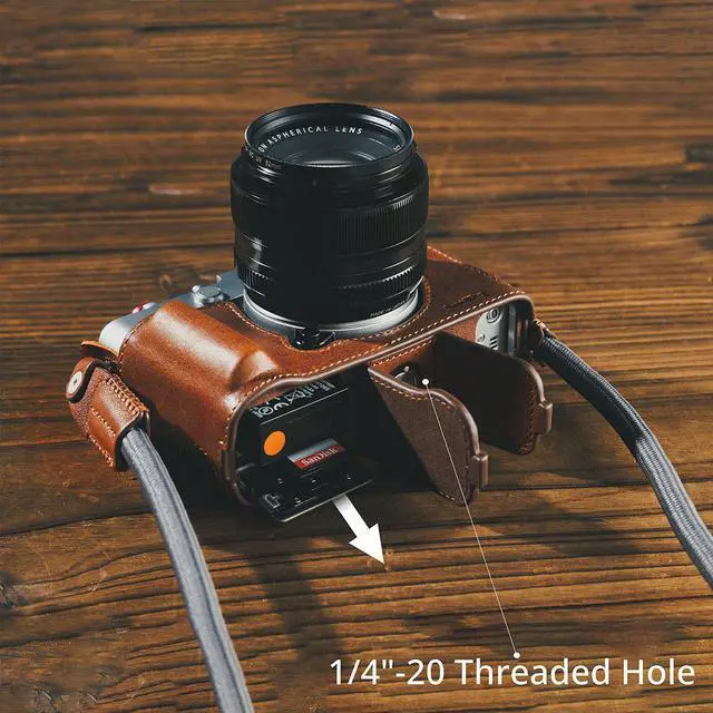 Alt view image 3 of 7 - SmallRig Leather Half Case Kit for Fujifilm X-E5 Camera, Brown