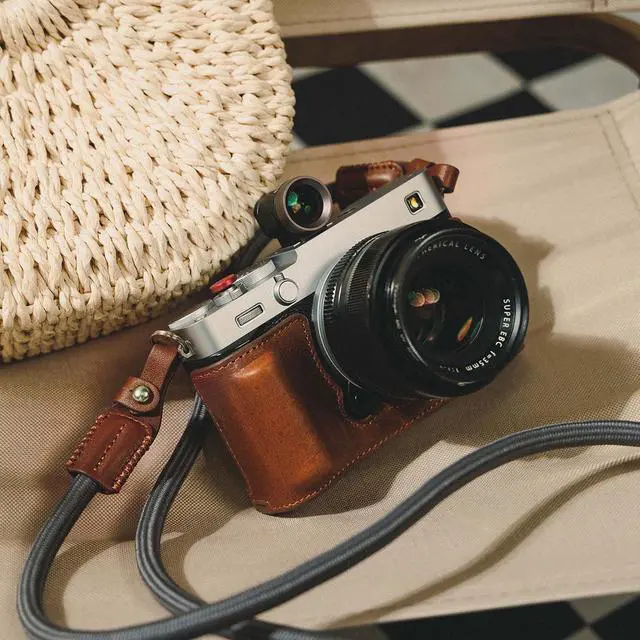 Alt view image 4 of 7 - SmallRig Leather Half Case Kit for Fujifilm X-E5 Camera, Brown