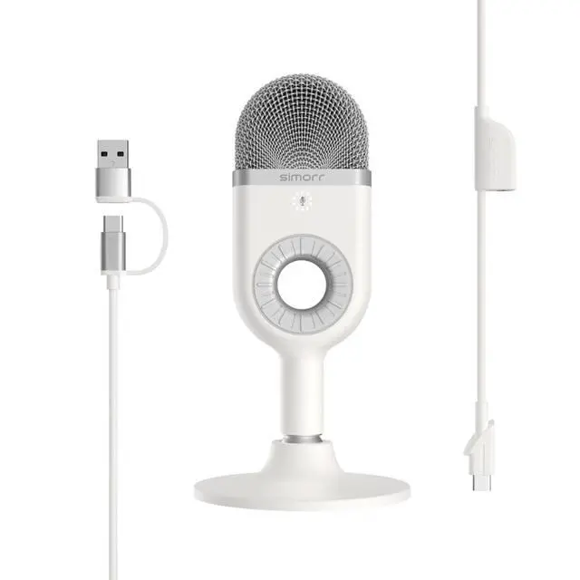 Alt view image 3 of 7 - SmallRig simorr Wave U1 USB Condenser Microphone (White)