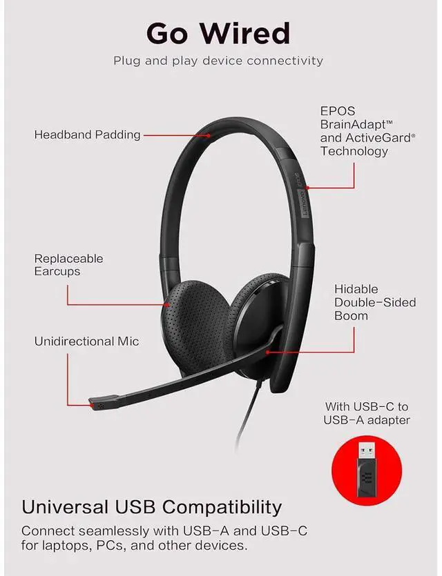 Alt view image 15 of 16 - Lenovo Wired VoIP Headset (Teams) - Stereo - USB Type C - Wired - 2.2 Kilo Ohm - 20 Hz - 20 kHz - Over-the-head - Binaural - Ear-cup - 5.86 ft Cable - Noise Cancelling Microphone - Black