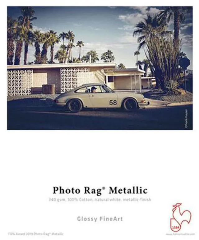 Alt view image 3 of 3 - Hahnemuhle Photo Rag Metallic Inkjet Photo Cards, Natural White, High-Gloss Metallic Finish, 340gsm, 4x5.9", 30 Sheets