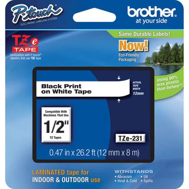 Alt view image 8 of 8 - Brother Genuine P-touch TZe231 BK on WHT Label Tape Laminated 12mmX8m