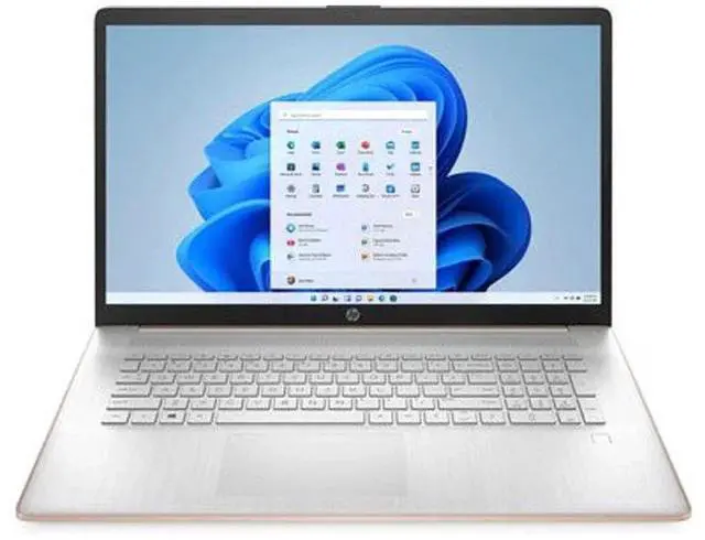 Main image of HP 17-cn0514nr 17.3" HD+ Laptop, Intel Celeron N4500 1.1GHz, 4GB RAM, 256GB SSD, Windows 11 Home S Mode, Pale Gold Rose/Natural Silver