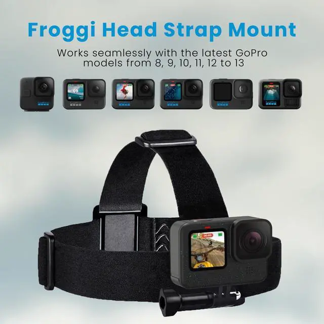 Alt view image 2 of 7 - Froggi Head Strap Mount for GoPro HERO 13, 12, 11, 10, 9, 8 Camera