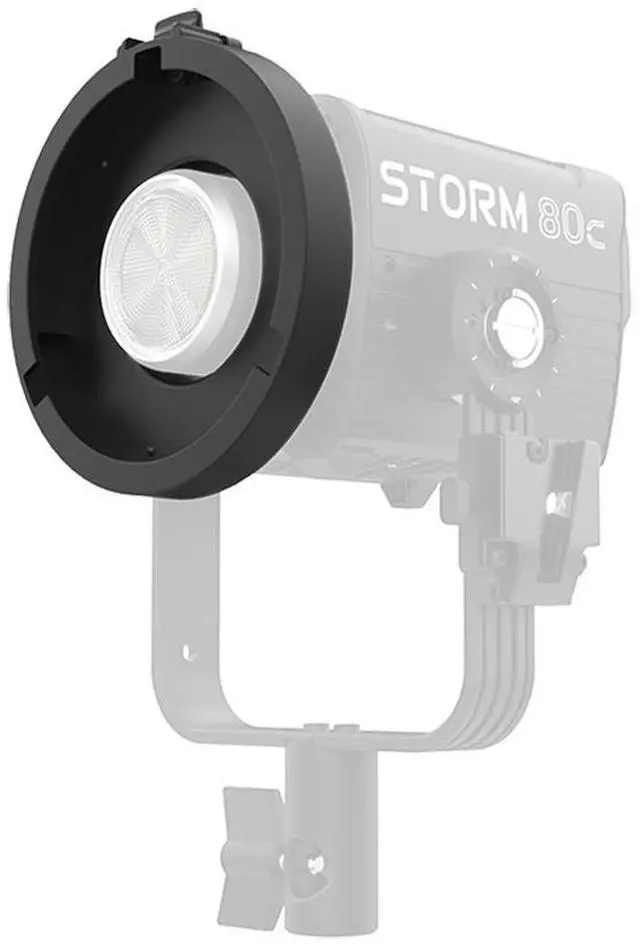 Alt view image 3 of 6 - Aputure Handheld Bracket for STORM 80c LED Light, Bundle with Mini ProLock to Bowens Mount Adapter, Green Extreme 99Wh 14.8V Lithium-Ion Mini V-Mount Battery, 48" EZ Lock Octa Quick XL Softbox