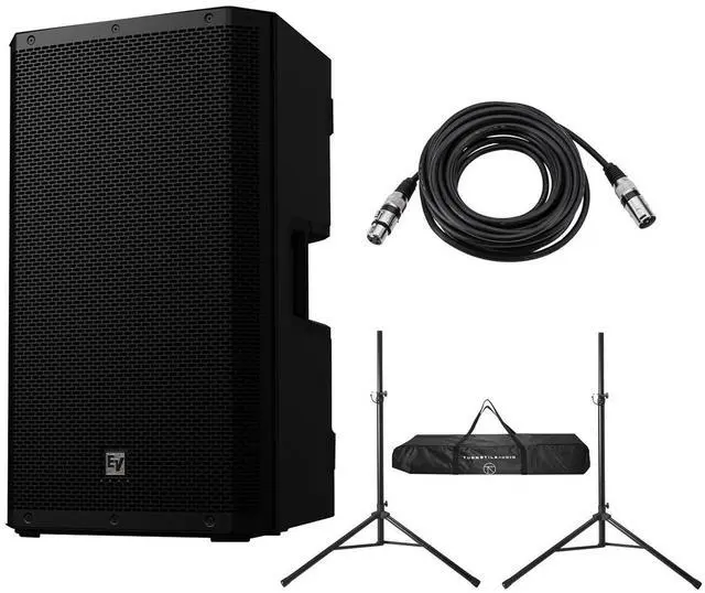 Main image of Electro-Voice ZLX-G2 12" 1000W 2-Way Bluetooth Powered Loudspeaker, Black, Bundle with Stands and Cable