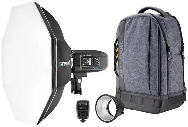 Alt view image 3 of 6 - Westcott FJ400 Strobe 1-Light Backpack Kit with FJ-X3m Universal Wireless Trigger, Bundle with Flashpoint Pro Air-Cushioned Heavy-Duty Light Stand, Red/9.5'