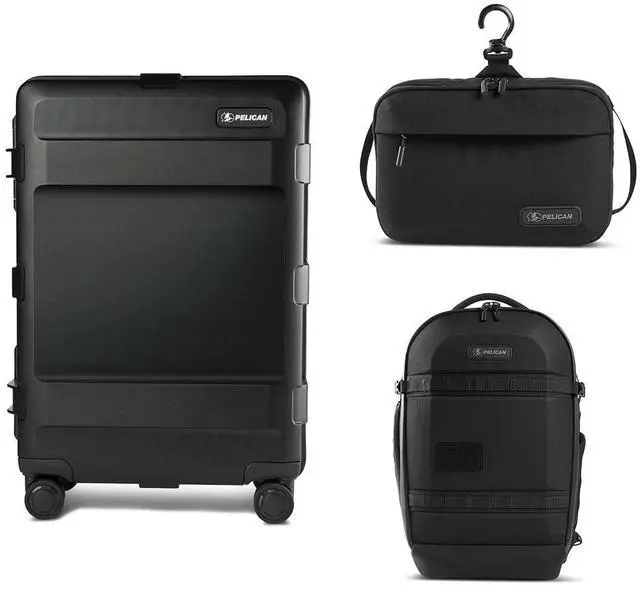 Main image of Pelican ATX 25" Waterproof Wheeled Check-In Hard Travel Case, Bundle with PX25 25L Travel Backpack and DK5 ModPak Travel Toiletry Bag, Black
