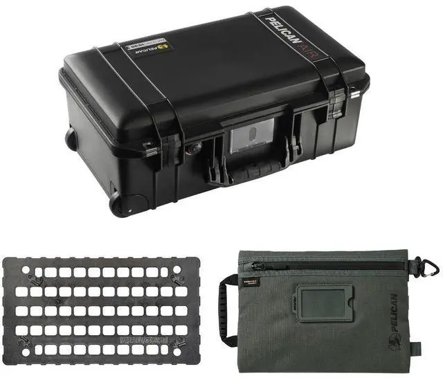 Main image of Pelican 1535 Air Waterproof Wheeled Carry-On Hard Case without Foam Insert, Black, Bundle with 1535M Panel Lid Organizer and SPL ModPak Large Storage Pouch