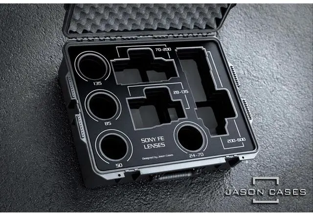 Alt view image 3 of 3 - Jason Cases Hard Case with Laser-Cut Foam for 7x Sony FE Lens #SNFELBK