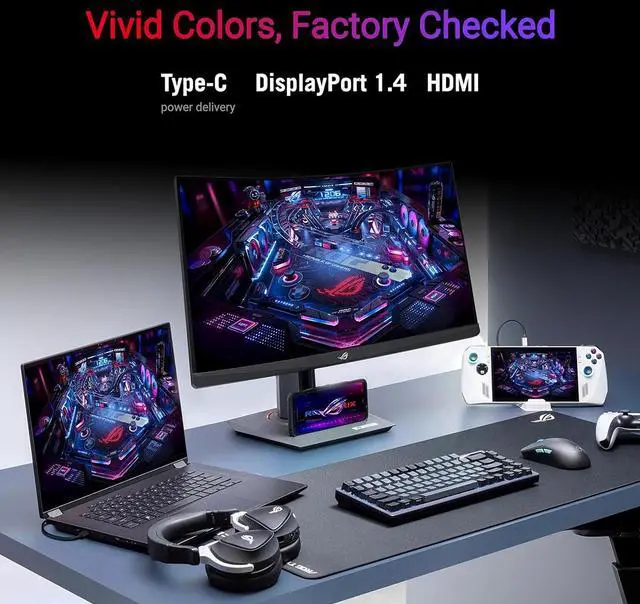 Alt view image 5 of 8 - ASUS ROG Strix 27” 1440P USB-C Curved HDR Gaming Monitor (XG27WCMS) - QHD, 280Hz, 1ms, Fast VA, Extreme Low Motion Blur Sync, FreeSync Premium, DisplayWidget, Tripod Socket, AI Gaming