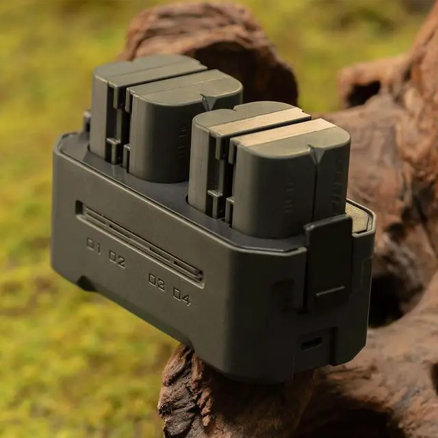 Alt view image 6 of 7 - Tilta 4-Channel Portable Charging Station for LP-E6 Battery, Green