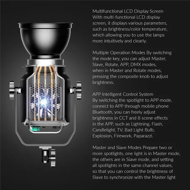 Alt view image 3 of 7 - Great Video Maker SD2005 200W Daylight LED Video Spotlight, Bundle with ParaSnap 36" Softbox and 9.5' Pro Light Stand V2