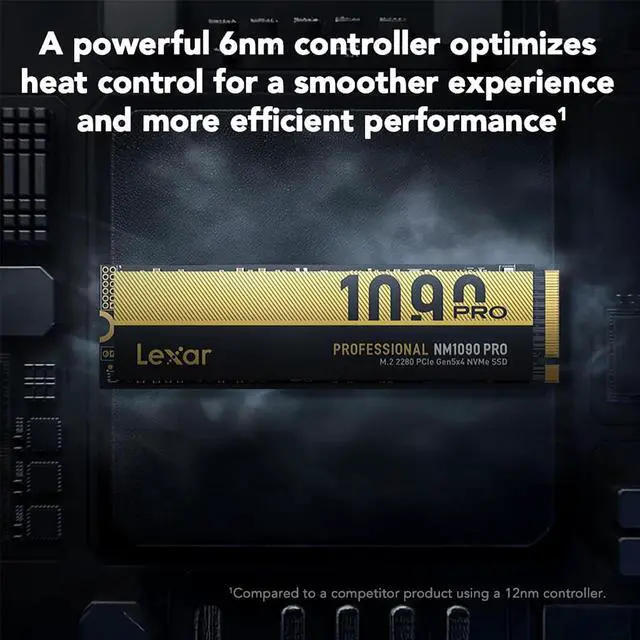 Alt view image 3 of 7 - Lexar Professional NM1090 PRO 2TB PCIe Gen 5x4 NVMe M.2 Internal SSD
