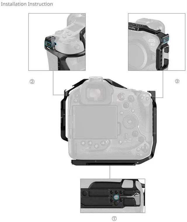 Alt view image 5 of 7 - SmallRig Full Camera Cage for Canon EOS R1, Black