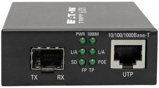 Alt view image 19 of 20 - Tripp Lite Gigabit SFP Fiber to Ethernet Media Converter, POE+ - 10/100/1000 Mbps