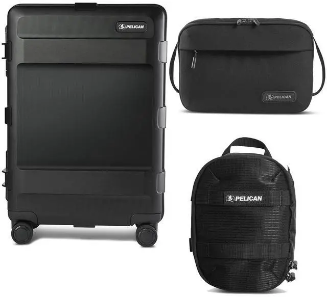 Main image of Pelican ATX 25" Waterproof Wheeled Check-In Hard Travel Case, Bundle with DK5 ModPak Toiletry Bag and PCS ModPak Small Packing Cube, Black