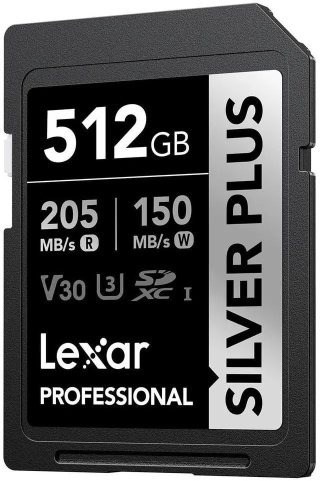 Alt view image 3 of 8 - Lexar Lexar Professional /512GB SILVER PLUS SDXC UHS-I Card, C10, U3, V30, 4K UHD, SD Card, Memory Card, up to 205MB/s read