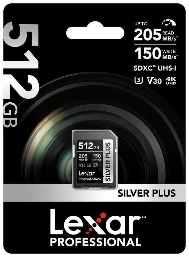Alt view image 6 of 8 - Lexar Lexar Professional /512GB SILVER PLUS SDXC UHS-I Card, C10, U3, V30, 4K UHD, SD Card, Memory Card, up to 205MB/s read