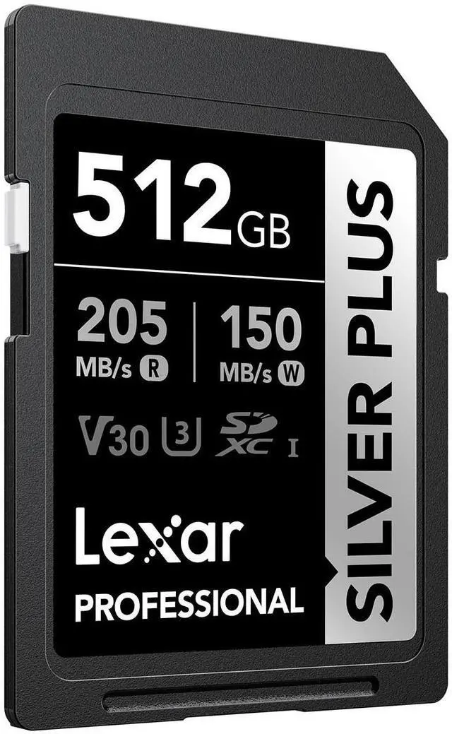 Alt view image 2 of 8 - Lexar Lexar Professional /512GB SILVER PLUS SDXC UHS-I Card, C10, U3, V30, 4K UHD, SD Card, Memory Card, up to 205MB/s read
