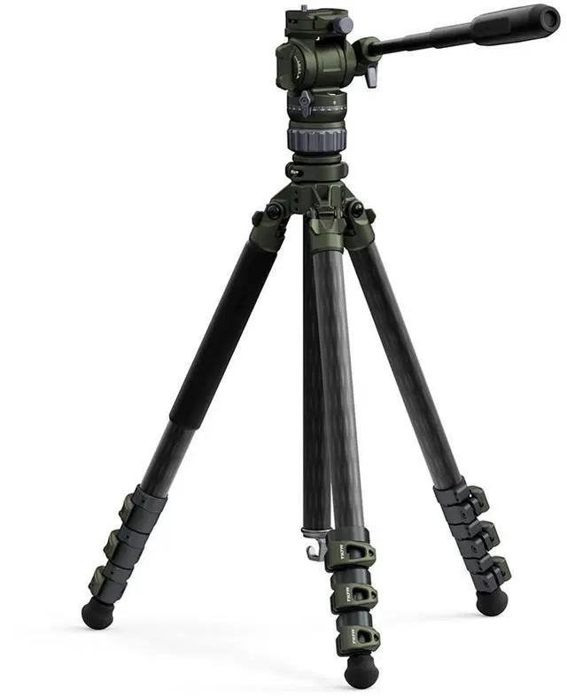 Alt view image 2 of 7 - Tilta Tilta Travel Video Fluid Head with 3-Stage Carbon Fiber Tripod Legs, Forest Green