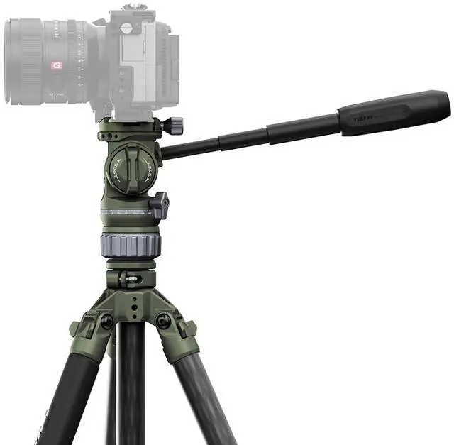 Alt view image 3 of 7 - Tilta Tilta Travel Video Fluid Head with 3-Stage Carbon Fiber Tripod Legs, Forest Green