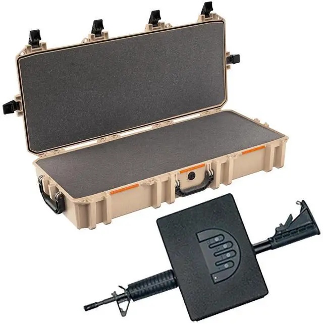 Main image of Pelican V700 Vault Takedown Rifle and Shotgun Case with Foam Insert, Tan, Bundle with AR1000 Assault Rifle Vault