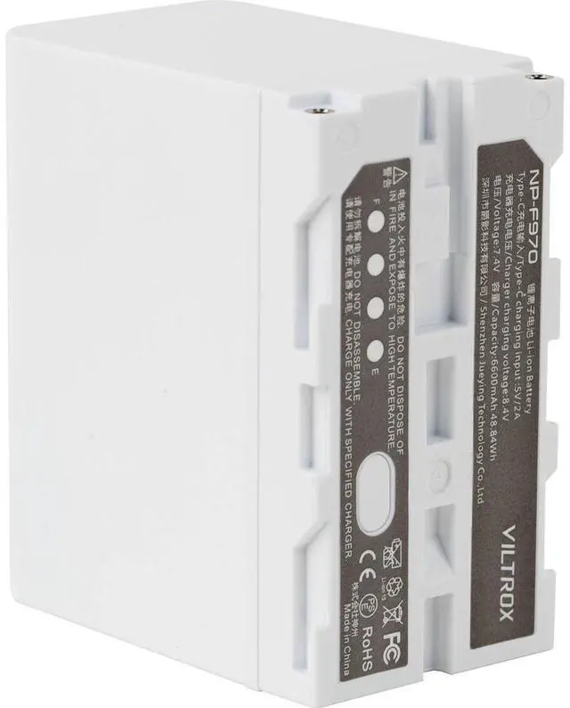 Alt view image 2 of 7 - Viltrox L-Series NP-F970 48.84Wh 7.4V 6600mAh Lithium-Ion Battery, White