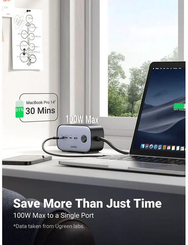 Alt view image 4 of 7 - UGREEN DigiNest Pro 100W USB GaN 7-In-1 Desktop Charging Station