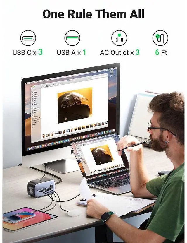 Alt view image 5 of 7 - UGREEN DigiNest Pro 100W USB GaN 7-In-1 Desktop Charging Station