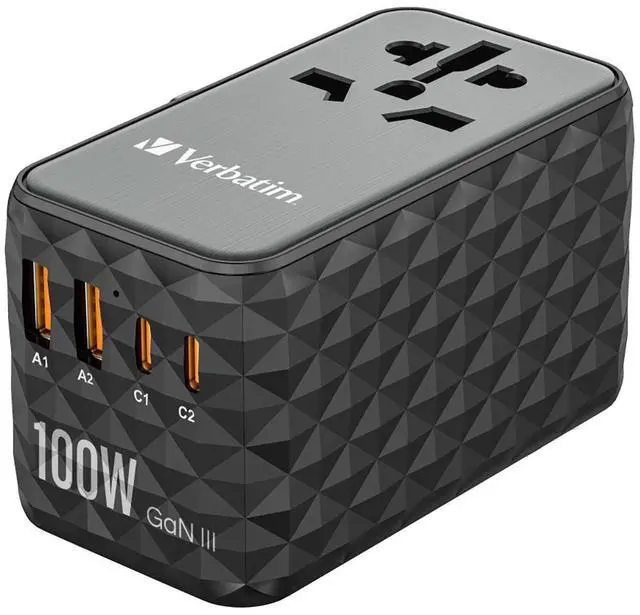 Alt view image 16 of 20 - Verbatim UTA-06 Gan III Universal Travel Adapter 100W - USB-C, USB-A - 100 W - 120 V AC, 230 V AC Input