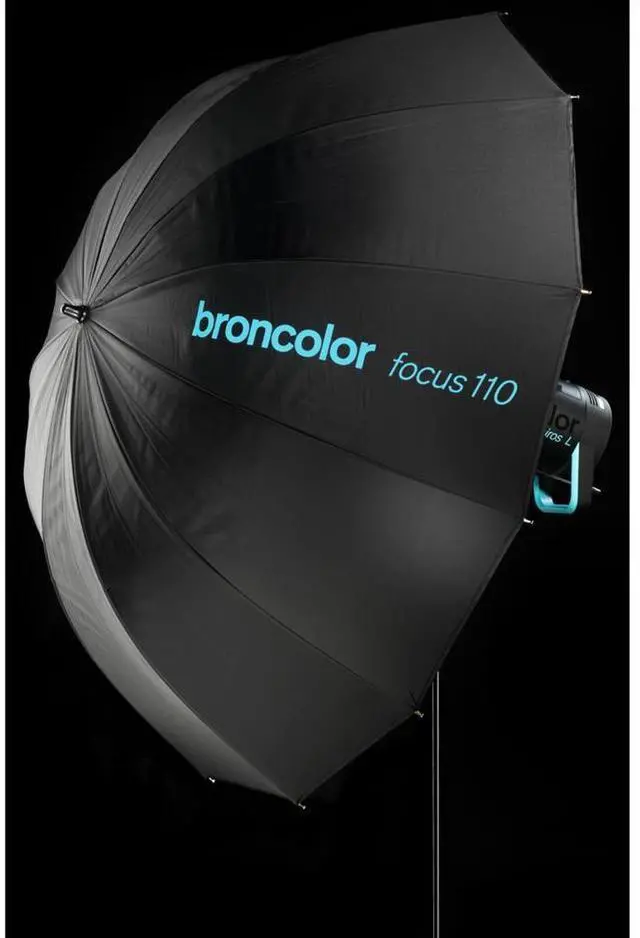 Alt view image 2 of 2 - Broncolor Focus 110 43.3" Parabolic Umbrella, Silver/Black