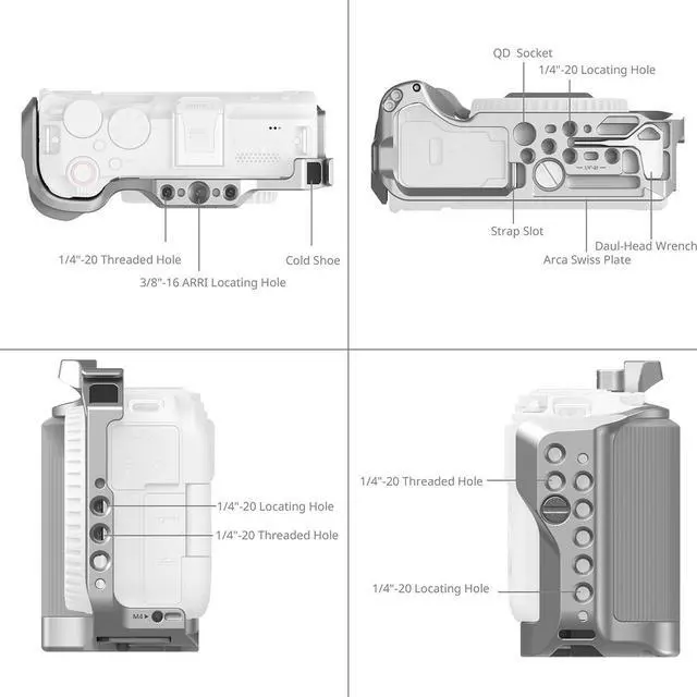 Alt view image 4 of 7 - SmallRig Full Camera Cage for Canon EOS R50 V, Silver