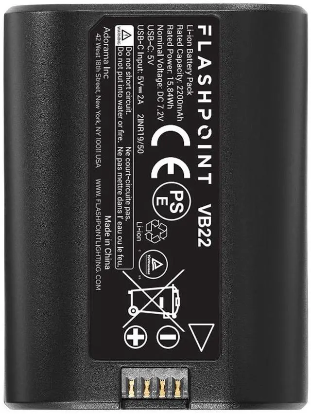 Main image of Flashpoint VB22 15.84Wh 7.2V 2200mAh Lithium-Ion Battery for V480 TTL On-Camera Flash
