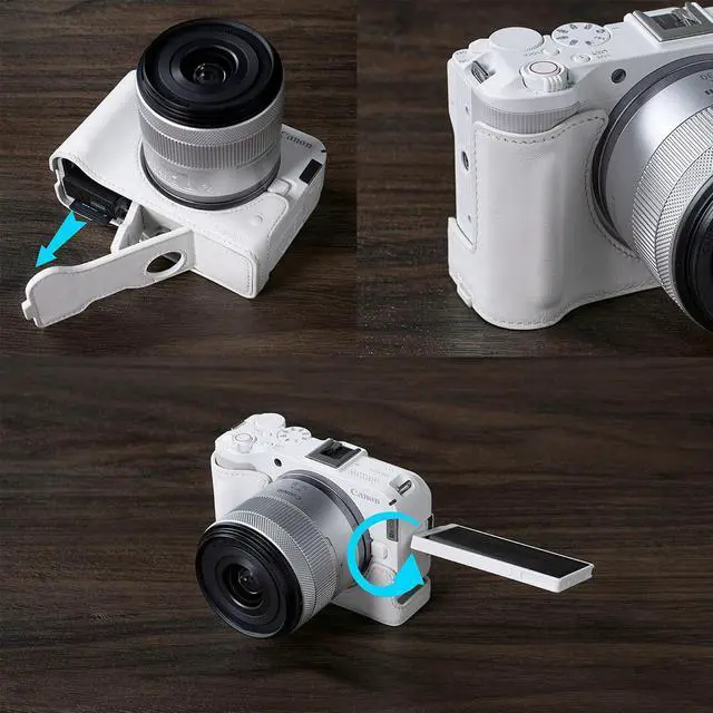 Alt view image 5 of 7 - SmallRig SmallRig Leather Half Case Kit for Canon EOS R50 V (White) 5431