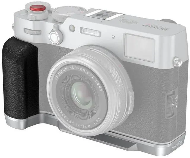 Main image of SmallRig L-Shape Mount Plate with Silicone Handle for Fujifilm X100VI and X100V Camera, Silver