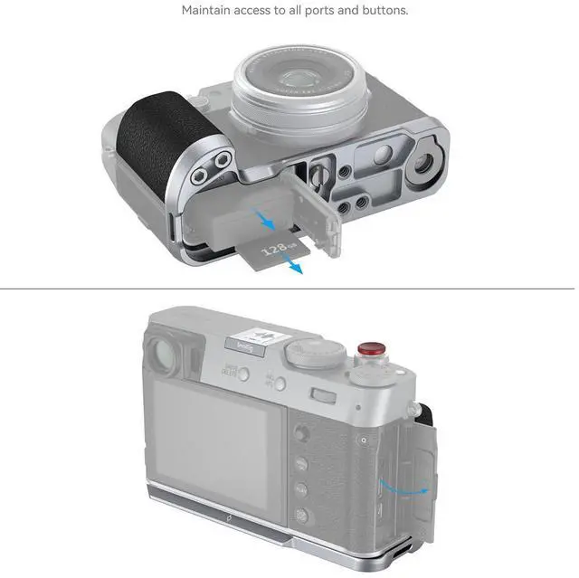 Alt view image 5 of 7 - SmallRig L-Shape Mount Plate with Silicone Handle for Fujifilm X100VI and X100V Camera, Silver