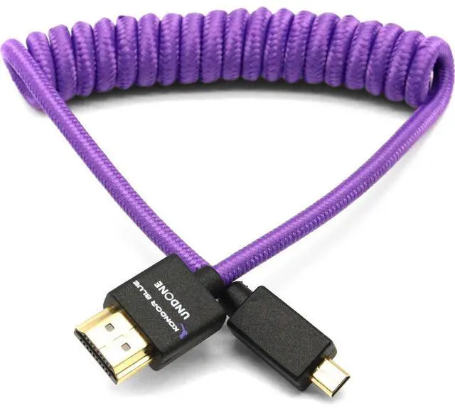 Alt view image 2 of 6 - KONDOR BLUE X Gerald Undone | MK2 HDMI to Micro HDMI Thin Short Coiled Braided Cable for On-Camera Monitors  Capture Cards + More | 4K/60hz | 18Gbps 3D HDR MetaData | Limited Edition Purple