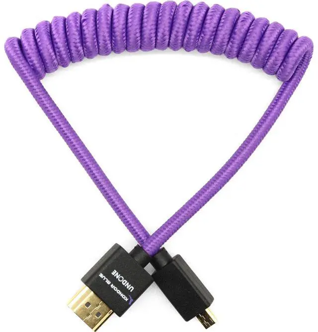 Alt view image 3 of 6 - KONDOR BLUE X Gerald Undone | MK2 HDMI to Micro HDMI Thin Short Coiled Braided Cable for On-Camera Monitors  Capture Cards + More | 4K/60hz | 18Gbps 3D HDR MetaData | Limited Edition Purple
