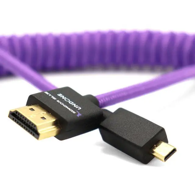 Alt view image 5 of 6 - KONDOR BLUE X Gerald Undone | MK2 HDMI to Micro HDMI Thin Short Coiled Braided Cable for On-Camera Monitors  Capture Cards + More | 4K/60hz | 18Gbps 3D HDR MetaData | Limited Edition Purple