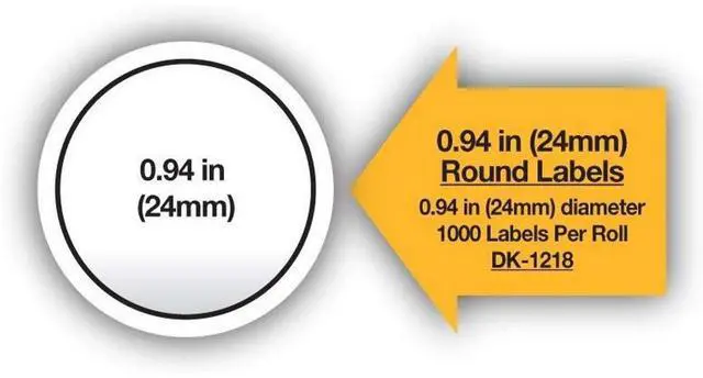 Alt view image 5 of 5 - Brother International Dk1218 Labels, Round, For Ql500/ql550/ql650td, 1"x1", White