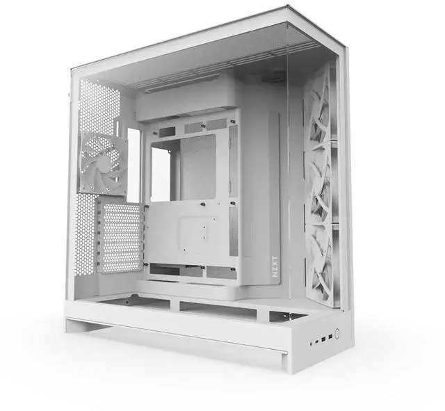 Alt view image 18 of 20 - NZXT H9 Flow (2025)  Large Dual-Chamber ATX Mid-Tower Airflow PC Case  Includes 3 x 140mm & 1 x 120mm Fans  420mm Radiator Support  Tempered Glass  Back-Connect Ready  White