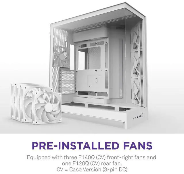 Alt view image 20 of 20 - NZXT H9 Flow (2025)  Large Dual-Chamber ATX Mid-Tower Airflow PC Case  Includes 3 x 140mm & 1 x 120mm Fans  420mm Radiator Support  Tempered Glass  Back-Connect Ready  White