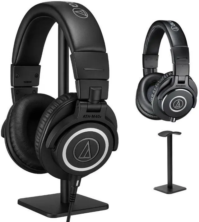 Main image of Audio-Technica Audio-Technica ATH-M40x Professional Monitor Headphones - Black with Desktop Headphone Stand