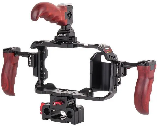 Alt view image 2 of 7 - Came-TV Rig For Blackmagic Pocket Cinema Camera 4K/6K With Wooden Handles
