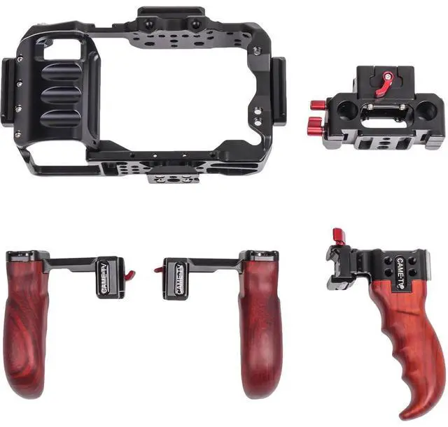 Alt view image 3 of 7 - Came-TV Rig For Blackmagic Pocket Cinema Camera 4K/6K With Wooden Handles