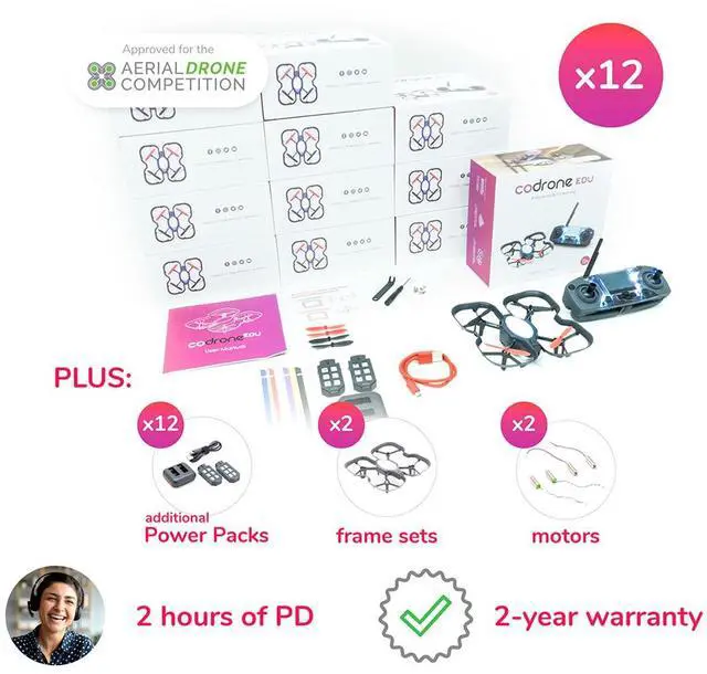 Alt view image 7 of 7 - Robolink CoDrone EDU Programmable Drone with Virtual PD Course, 12-Pack