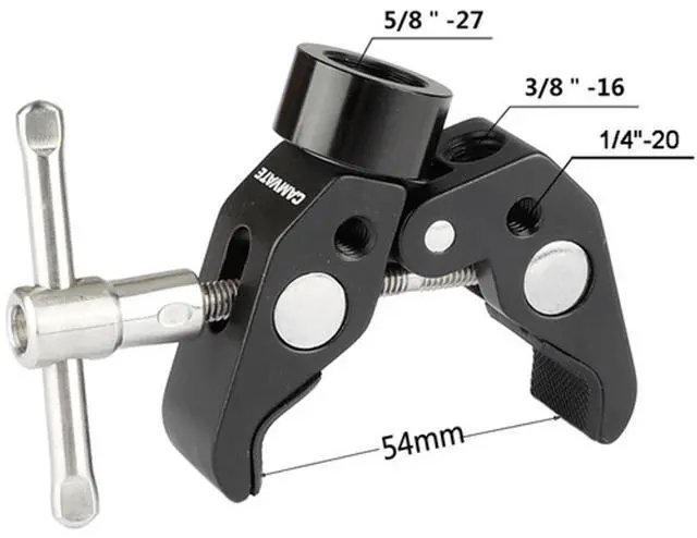 Alt view image 4 of 5 - CAMVATE Multi-Purpose Super Crab Clamp with T-Handle and 1/4" Male to 5/8" Female Thumbscrew Adapter