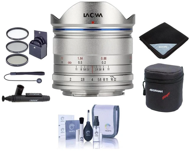 Alt view image 2 of 8 - venus laowa 7.5mm f/2 lens for micro four thirds mount, silver bundle with 46mm filter kit, lens case, cleaning kit, lens wrap, capleash ii, lenspen lens cleaner