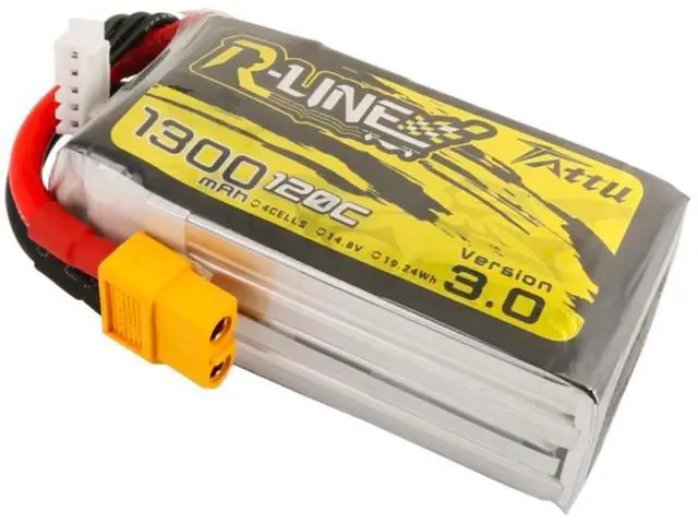 Alt view image 2 of 5 - Tattu R-Line Version 3.0 1300mAh 14.8V 120C 4S1P Lipo Battery Pack with XT60 Plug